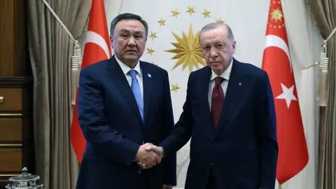 Cumhurbaşkanı Erdoğan, TDT Genel Sekreteri Ömüraliyev'i kabul etti